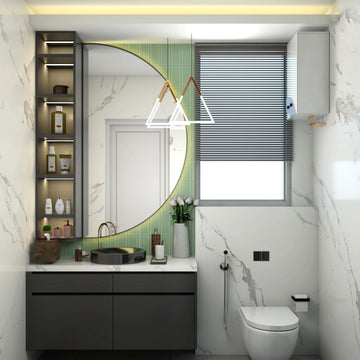 Compact Bathroom With Vibrant Modern Interiors